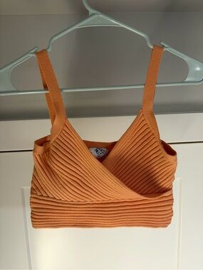 Princess Polly Ribbed Cropped Tank Top in Burnt Orange